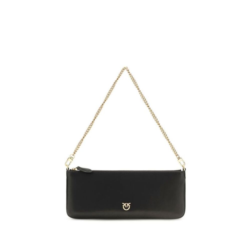 PINKO Black Calf Leather Bos Taurus Shoulder Women's Bag
